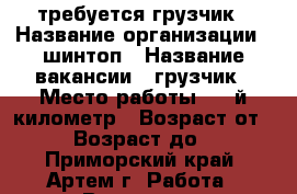 требуется грузчик › Название организации ­ шинтоп › Название вакансии ­ грузчик › Место работы ­ 8-й километр › Возраст от ­ 16 › Возраст до ­ 35 - Приморский край, Артем г. Работа » Вакансии   